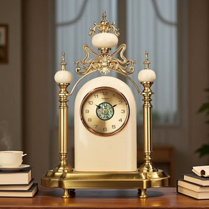 Elegant <b>Table</b> <b>Clock</b> Oval Shape Silent Quartz <b>Clock</b> American Style Living Room Decoration Desktop <b>Clock</b> - Product Image 1