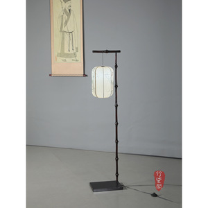 Bamboo Floor Lamp Off White Shade Led Light Asian Style Zen Inspired Living Room Tea Room Decor - Product Image 2