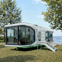 Casa espacial de cápsula pequeña inteligente, cabina móvil de acero, superventas, cocina de dos dormitorios para parque al aire libre, escuela, Hotel, apartamento, uso
