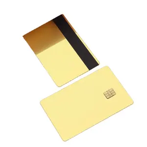 Laser Engraved Debit ATM VISA Cards Customizable 24k Mirror Gold Blank Metal Credit Card With Chip Slot And Magnetic Stripe