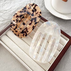 New Round Style Leopard <strong>Acetic</strong> <strong>Acid</strong> Hair Claw Women Girls Tortoiseshell Acetate Shark Clip Hair Clamps Claws Wholesale - Product Image 4