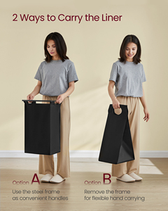 Panier à linge VASAGLE avec étagère, sac à linge amovible, 3 compartiments, panier à linge avec 2 étagères - Product Image 6