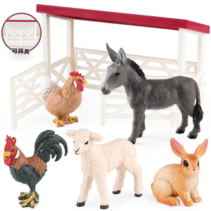 yxs Juguete transfronterizo de simulación cognitiva para niños, modelo de animales de granja, escena de exhibición, gallo, gallina, conejo, juguetes para padres e hijos - Product Image 5