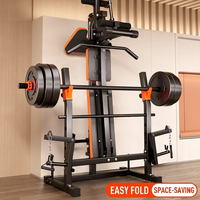 Banc de musculation multifonction pliable en métal tout-en-un avec rack de musculation et station de tirage vertical réglable