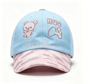 <b>Cute</b> <b>Bear</b> Embroidery Baseball Cap Camouflage Brim Cotton Adjustable Casual Sun Hat for Kids - Product Image 2