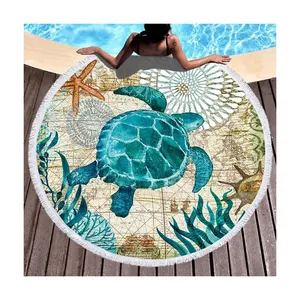 Factory Direct Wholesale Polyester Digital Printing Sand Free Microfiber Round Beach Towel For Children