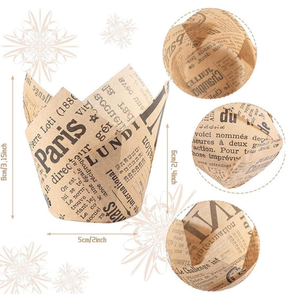 Tulipe Cupcake Liner <span class=keywords><strong>journal</strong></span> imprimé <span class=keywords><strong>papier</strong></span> sulfurisé Muffin Wrapper résistant à la chaleur gâteau cuisson tasse pour les fournitures de fête de mariage - Product Image 2