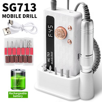 Base de charge pour perceuse à ongles rechargeable 45000 tr/min, lime à ongles électrique sans fil avec écran LCD pour le retrait du gel et le polissage