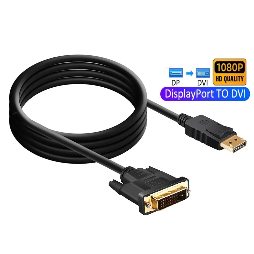 DP Displayport к кабелю DVI 1 м 1,5 м 1,8 м 3 м штекер к штекер DP к DVI 24 + 1 Одиночный кабель адаптер для HP Dell Lenovo PC ноутбук