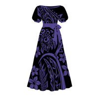 Robe longue à volants et manches bouffantes pour femme, col carré, motif floral Hibiscus polynésien samoan personnalisé, tenue décontractée style île