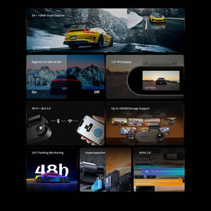 Caméra embarquée double objectif DDPAI N2 avec vision nocturne, écran tactile IPS, enregistreur vidéo WiFi 2,4 GHz et enregistrement en boucle - Product Image 3
