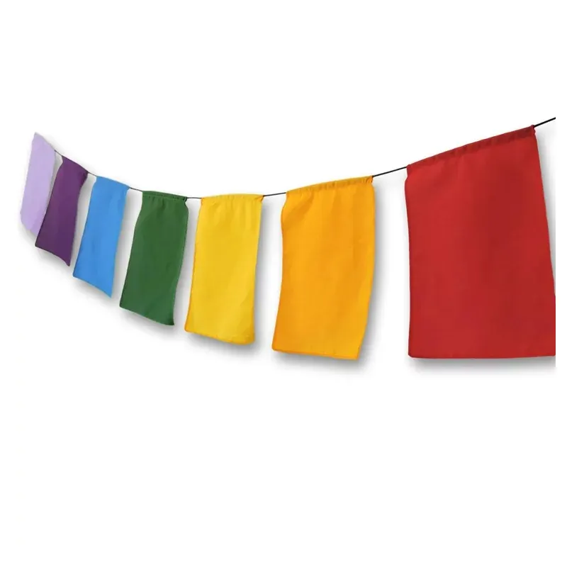 Promotional High Quality Custom Sized Custom Designed 100D Polyester PVC Bunting String Decoration Traditional Prayer Flag