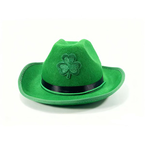 Sombrero de Vaquero Infantil con Trébol de la Suerte Irlandés para el Día de San Patricio, Gorras de Vaquero Verdes Nacionales de Irlanda con Correa de Chip - Product Image 3