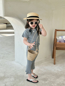 Vente en gros de tenues pour filles 2023, ensembles de vêtements solides pour filles de 2 à 14 ans - Product Image 4