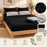 Offre Spéciale – Parure de Lit Ajustée Noire de Luxe 100% Coton Brodé Moderne 200TC Respirante et Durable Toutes Saisons Collection Hôtelière Extra