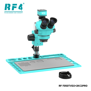 Microscope trinoculaire HD RF4 RF-7050TVD2+2KC2PRO avec zoom 7-50X et caméra 2K pour la soudure <span class=keywords><strong>de</strong></span> circuits imprimés <span class=keywords><strong>de</strong></span> téléphones portables, ensemble d'outils <span class=keywords><strong>de</strong></span> microscope - Product Image 4