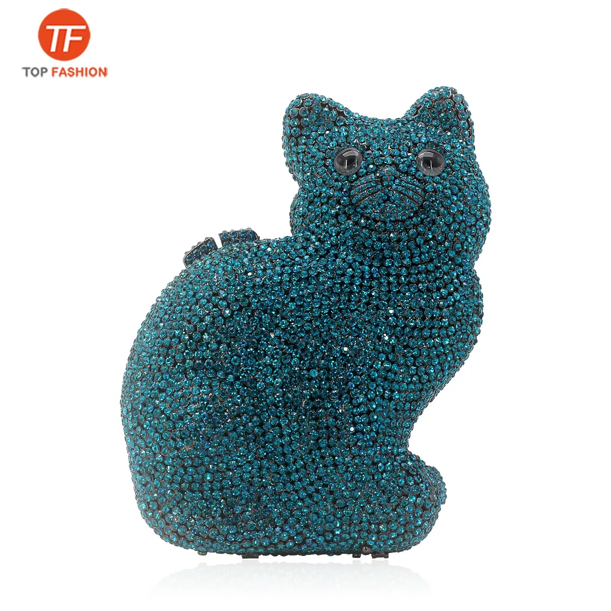 Bolso de mano de lujo con diamantes de imitación de cristal, bolso de noche de gato 3D para bolso de fiesta Formal, venta al por mayor de fábrica de China