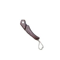 Petit couteau porte-clés portable pliant à grain de bois à manche rouge