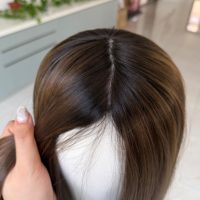 Prêt à expédier : Topper juif casher en cheveux humains vierges à 100 %, base en soie, pour femmes, couleur naturelle, 16, 18, 22 pouces, 7x8, à clipser, sans colle