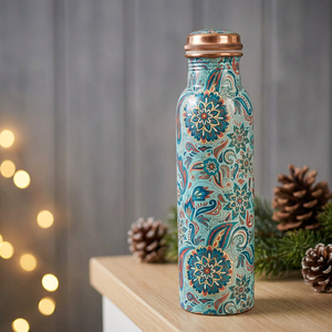 Meenakari Printed Copper Bottle for Office & HomeCopper Ayurvedic Bottle Print Pure Copper Water Bottle DesignLeakproof - Product Image 1