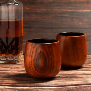 كأس ويسكي خشبي مصنوع يدويًا من خشب البلوط عالي الجودة للبار المنزلي، كأس ويسكي خشبي محروق بشعار مخصص - Product Image 6