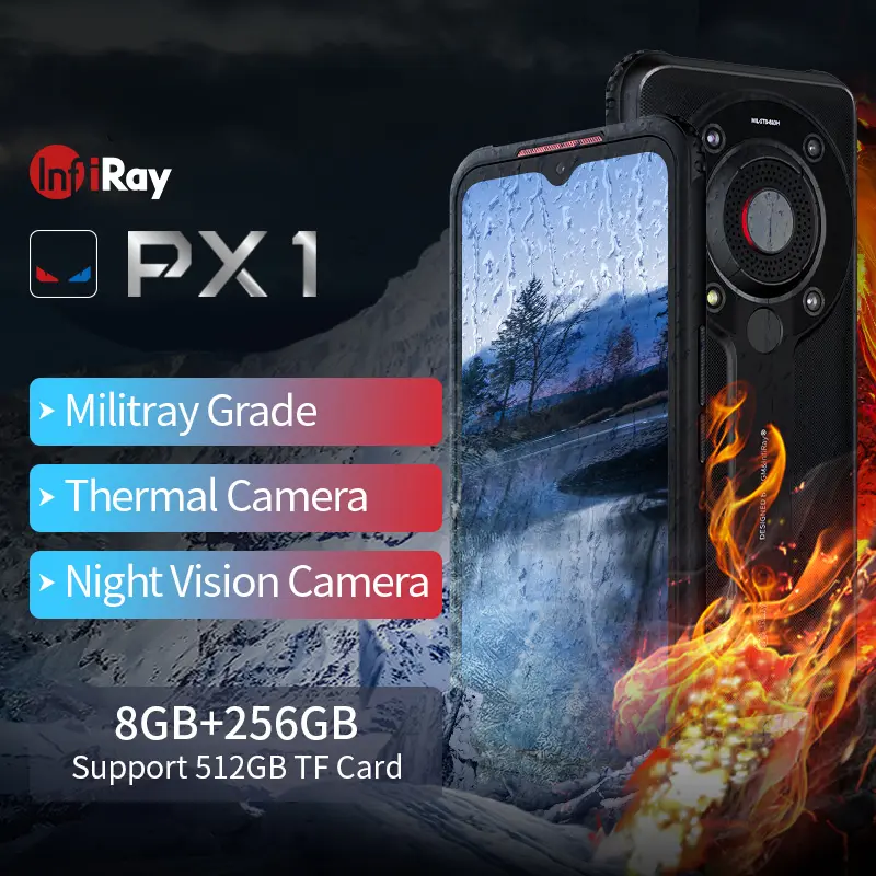 InfiRay PX1 Ponsel Triple Sim Android 11, Ponsel Cerdas Industri 5G Tidak Terkunci dengan Kamera Pencitraan Termal