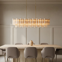 Lustre linéaire en verre de luxe moderne français, luminaire suspendu personnalisé pour villa, salle à manger, îlot de cuisine, maison