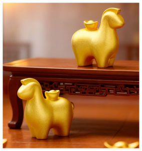 Đồ trang trí hình con ngựa vàng may mắn năm mới Tết Nguyên đán 2026, mô hình 3D bằng nhựa resin, quà lưu niệm, đồ chơi trẻ em nhỏ, tượng nhỏ - Product Image 3