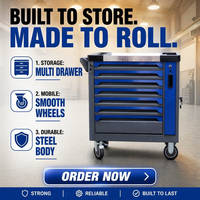 Armoire à outils à 7 tiroirs, chariot à outils en métal sur roulettes avec 424 kits d'outils, rangement robuste, établi mobile, chariot à outils pour garage et atelier