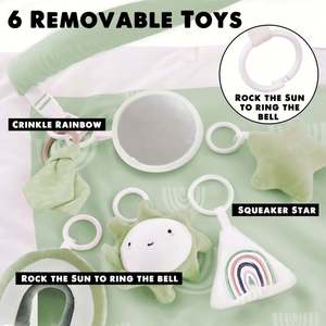 Tapis d'éveil pour bébé avec 6 jouets, tapis de jeu pour bébé, cadeaux essentiels pour bébé, jouets pour nourrissons - Product Image 3