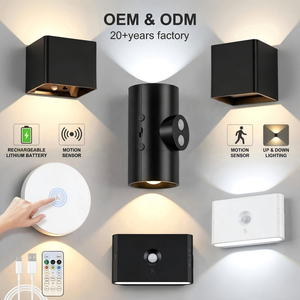 Lampe murale LED ABS moderne pour chambre à coucher, télécommande, rechargeable, 3 CCT, sans perçage, lumière de nuit magnétique pour porte d'entrée, intensité variable 3000K-6500K - Product Image 1
