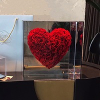 Neue Luxus-Ewigkeitsblume Valentinstag-Geschenk 3D Herzförmige Spiegel-Acryl-Geschenkbox Konservierte Ewige Rose