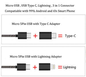 USB-C tipo C Micro USB <span class=keywords><strong>Lightning</strong></span> <span class=keywords><strong>a</strong></span> <span class=keywords><strong>HDMI</strong></span> 3 en 1 Adaptador de HDTV espejo de la pantalla del teléfono de TV fundido proyector - Product Image 5