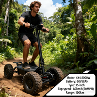 Scooter Eléctrico Adventure 4x4, Motor de 15 Pulgadas, Scooter Eléctrico Rápido, Batería de Litio de 60V58AH, Alcance de 100 km