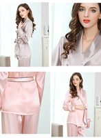 Robe de nuit de luxe pour femmes, pyjama à manches longues, vêtements en soie, pyjama Sexy en Satin, vente en gros,