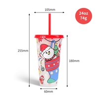 Nouvelle Arrivée 2026 en Stock : Tasse de Noël 24oz en PP à Changement de Couleur avec Couvercle et Paille pour Cadeau Promotionnel de Fêtes