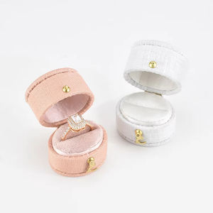TAIMY Mini boîte à bagues en lin Style minimaliste européen boîte à bijoux personnalisée haut de gamme de couleur unie ovale petite boîte à bagues - Product Image 2