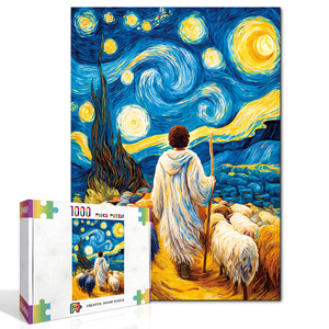 Rompecabezas religioso de Jesús Pastor de 1000 piezas, arte del cielo estrellado de Van Gogh, decoración del hogar, regalo para adultos - Product Image 1