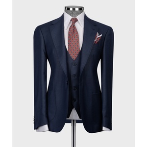 <span class=keywords><strong>Costume</strong></span> <span class=keywords><strong>homme</strong></span> <span class=keywords><strong>bleu</strong></span> <span class=keywords><strong>marine</strong></span> à revers cranté personnalisé, simple boutonnage, 3 pièces, blazer, gilet, <span class=keywords><strong>pantalon</strong></span>, <span class=keywords><strong>costume</strong></span> formel <span class=keywords><strong>homme</strong></span> de haute qualité - Product Image 1
