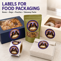 Étiquettes en rouleau personnalisées imprimées, découpées rondes, pour emballage alimentaire et de boulangerie, autocollant avec logo, couleur pleine, adhésif