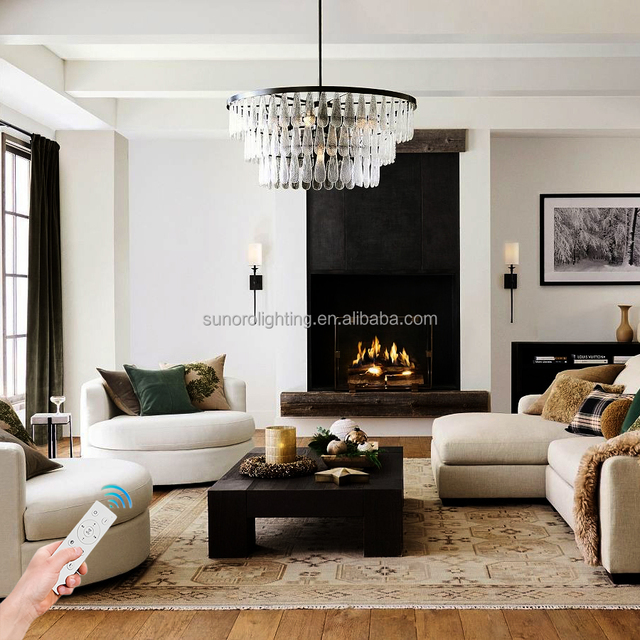 110V/220V Farmhouse Pendant Lights 36.5\" Glass Chandelier Suspension Dimmable E26 Filament Bulbs Large Hanging Lamps for Home