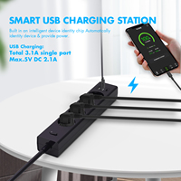 Vastfafa 16A Prise portable de type VDE avec multiprise 4 prises Câble personnalisé 3 ports USB Charge rapide