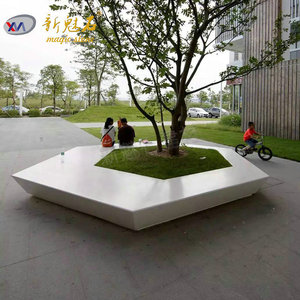 Nuevos Materiales de Construcción de Piedra GRC, Banco para Árboles de Forma Irregular Blanca, Banco de Exterior Impermeable y Duradero para Patio - Product Image 1