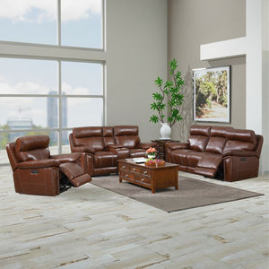 Modern Home Theater Genuine Top Grain Leather Recliner Set 1 + 2 + 3 Assentos Azul Iluminação USB Carregamento Extensível Madeira Dois Assentos Sofá - Product Image 1