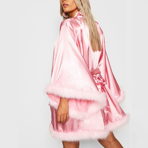 Kimono corto con manga mullida, lencería de encaje <span class=keywords><strong>transparente</strong></span>, vestido de noche largo con plumas - Product Image 2