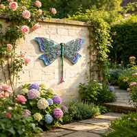Sculpture murale en métal peinte à la main en forme de libellule, décoration intérieure et extérieure pour la maison et le jardin