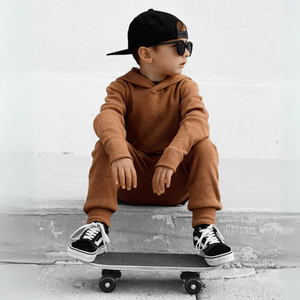 FOCUS Boy Scoop Saum Hosen Anzug Großhandel Kinder Sweatshirt Stoff Hoodies Pullover Sweatshirt Infant Winter Street Retro Set - Product Image 4