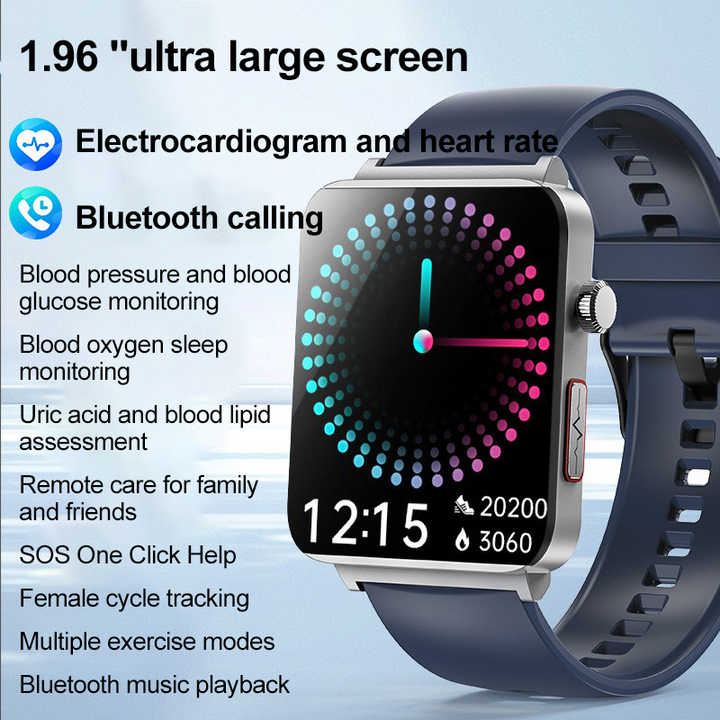 Smartwatch Android Smart Watch With Health Tracking Blood Pressure, Uric Acid, Lipid For 1.96" Hd Ladies Smart Watch Waterproof