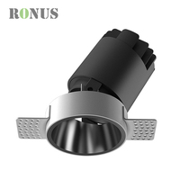 Spot encastré rond 9W, downlight LED COB réglable 12W sans cadre pour plafond