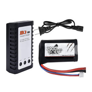 1 pièce Batterie rechargeable 2S 7.4V 2000mAh 20C avec connecteur femelle T ; Chargeur d'équilibrage pour une charge rapide et sécurisée de drones FPV - Product Image 1